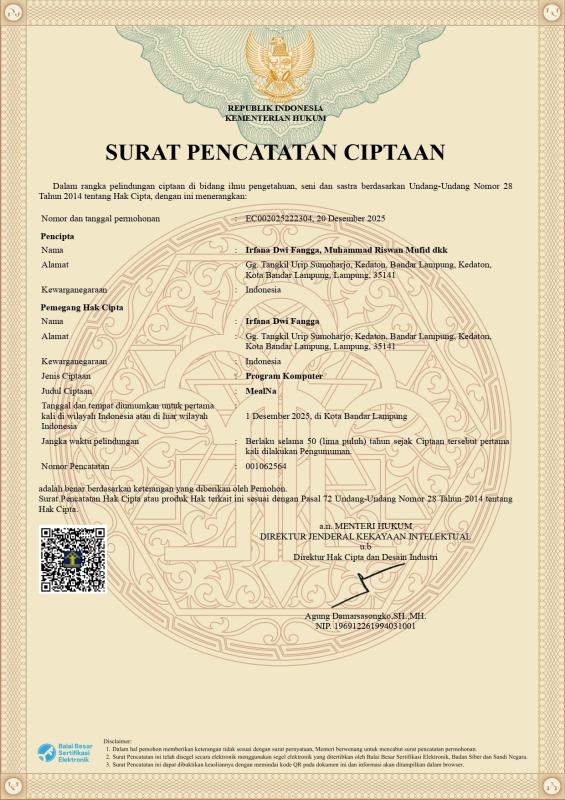 Mealna - Program Komputer